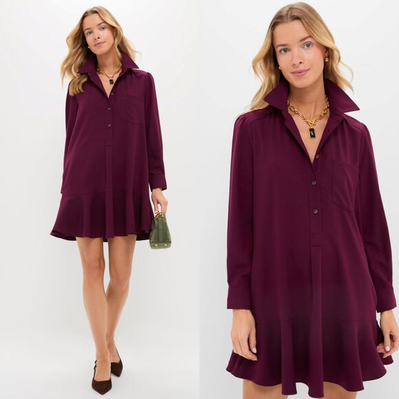Tuckernuck Winetasting Crepe Callahan Shirt Mini Dress – Size S – NWT - Picture 1 of 11